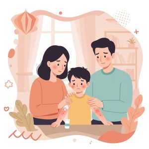 異位性皮膚炎反覆發作，家人如何成為最強後盾？了解5個有效溝通技巧，從同理傾聽、共同學習到打造舒敏環境，幫助患者遠離誘發因子，控制抓癢惡性循環。體諒與支持是關鍵，讓愛成為力量，提升患者生活品質，攜手戰勝異位性皮膚炎！