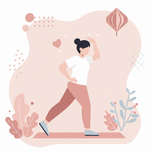 一位充滿活力的女性正在做運動的插圖，象徵透過健康生活來調養身體。此圖片為慢病調養專區的入口連結，提供多種慢性病的照護資訊。